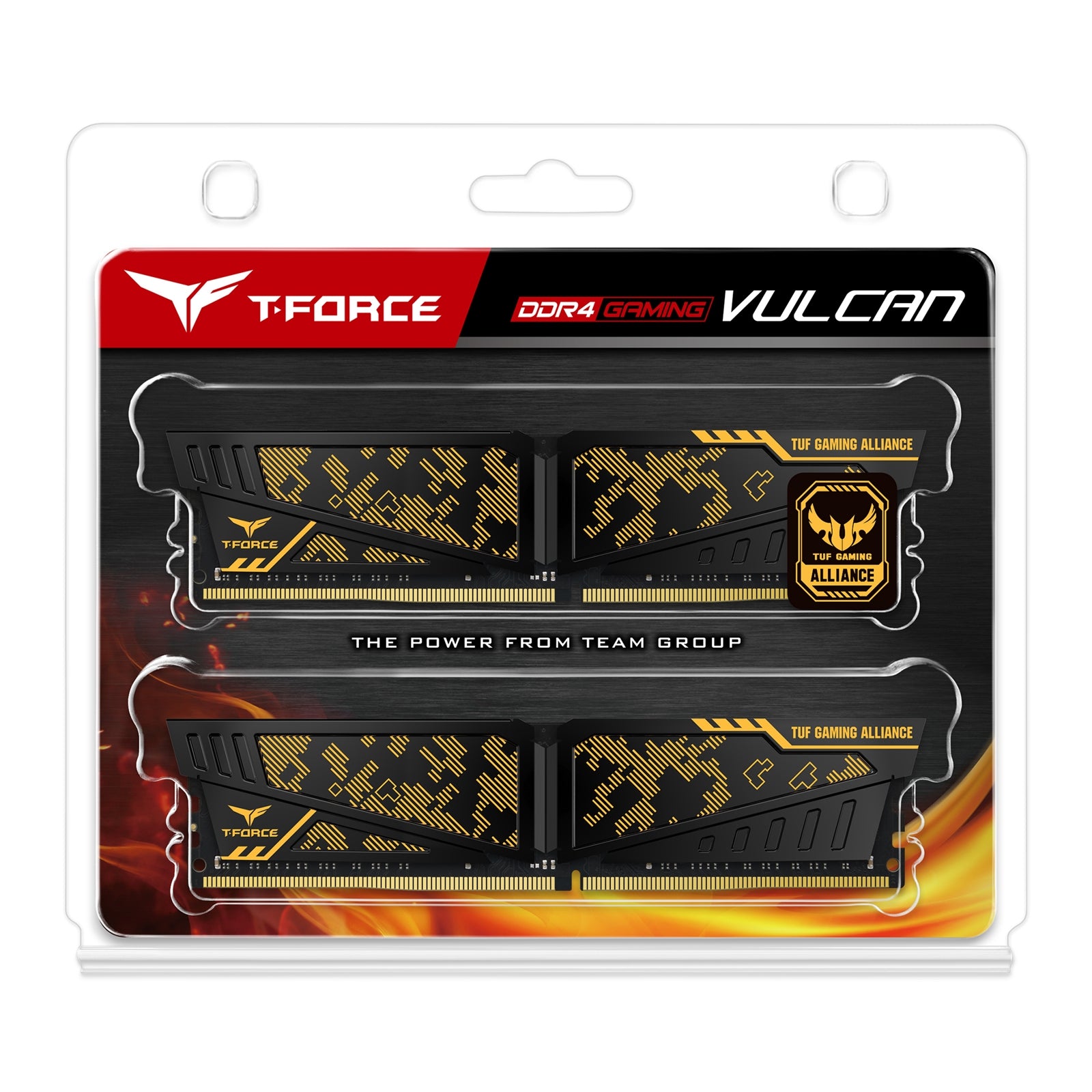 Team T-Force Vulcan TUF Gaming Alliance 16GB (2 x 8GB) DDR4 3600MHz DIMM System Gaming Memory Team T-Force Vulcan TUF Gaming Alliance 16GB (2 x 8GB) DDR4 3600MHz DIMM System Gaming Memory